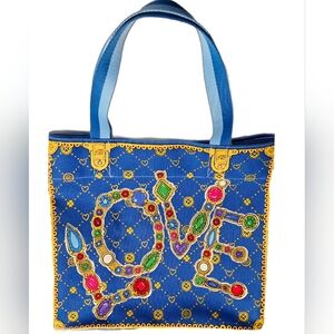 #0369 Brighton Blue and Gold Vibrant Tote Bag 🌈